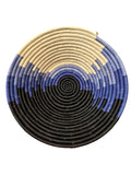 African  Uganda Woven Bowl - Black Front Coastal Sea  12" x 3"