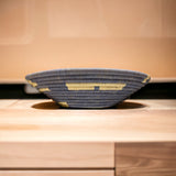 African  Uganda Woven Bowl - Coastal Light Purple Woven Blues & White 12" x 3"