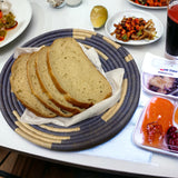 African  Uganda Woven Bowl - Coastal Light Purple Woven Blues & White 12" x 3"