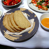 African  Uganda Woven Bowl - Coastal Light Purple Woven Blues & White 12" x 3"