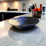 African  Uganda Woven Bowl - Black Front Coastal Sea  12" x 3"