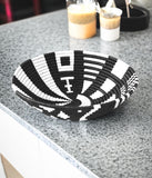 African Basket  Rwanda  Woven Basket - Black  & White Intore