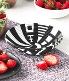 African Basket  Rwanda  Woven Basket - Black  & White Intore