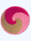 HAND WOVEN PLATEAU Pink & Tan BASKET - Swirl Plateau Pink