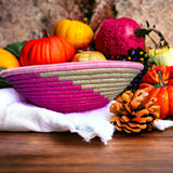 HAND WOVEN PLATEAU Pink & Tan BASKET - Swirl Plateau Pink