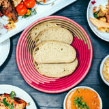 HAND WOVEN PLATEAU Pink & Tan BASKET - Swirl Plateau Pink