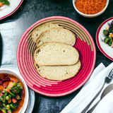 HAND WOVEN PLATEAU Pink & Tan BASKET - Swirl Plateau Pink