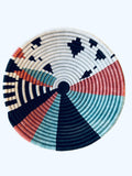 African  Rwanda Woven Basket - Mwiza  Pink & Blue