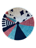 African  Rwanda Woven Basket - Mwiza  Pink & Blue