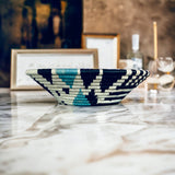 African  Rwanda Woven Basket - Mwiza Blue & Black
