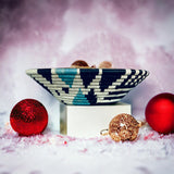 African  Rwanda Woven Basket - Mwiza Blue & Black