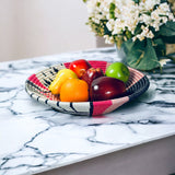 African  Rwanda Woven Basket - Mwiza Pink & White