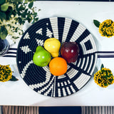 African Basket  Rwanda  Woven Basket - Black  & White Intore