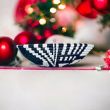 African Basket  Rwanda  Woven Basket - Black  & White Intore