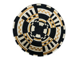 African Basket  Rwanda Woven Block Staccato Bowl- Tan white & Black & Brown