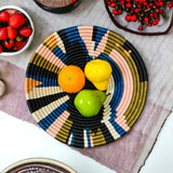 African Basket  Rwanda  Woven Basket Geo Color Plateau
