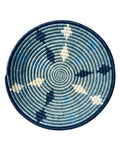 African  Rwanda Woven Basket - Blue white & Black
