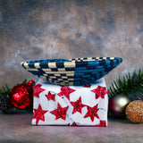 African  Rwanda Woven Basket - Blue & Tan