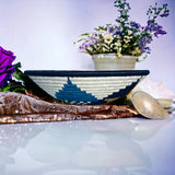 African  Rwanda Woven Basket - Grey and Blue