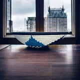 African  Rwanda Woven Basket - Grey and Blue