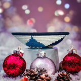 African  Rwanda Woven Basket - Grey and Blue