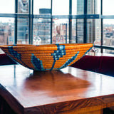 African Basket / Rwanda Woven Basket - Burnt Orange with Turquoise