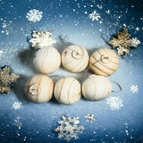 Traditional Carved Wooden Christmas Ornaments Decorations or Festive Décor -Natural