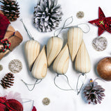 Traditional Carved Wooden Christmas Ornaments Decorations or Festive Décor -Natural