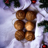 Traditional Carved Wooden Christmas Ornaments Decorations or Festive - Cognac