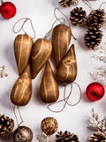 Traditional Carved Wooden Christmas Ornaments Decorations or Festive - Cognac