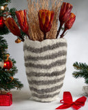 Hand-Felted Planter Floor Pathways Fine Line Ivory Vase