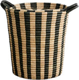 Woven Basket: Ineke Black and Tan Striped Basket