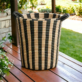 Woven Basket: Ineke Black and Tan Striped Basket
