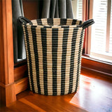 Woven Basket: Ineke Black and Tan Striped Basket