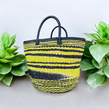 Mifuko Kiondo Kenya Bag - Yellow Mustard Black and White