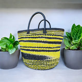 Mifuko Kiondo Kenya Bag - Yellow Mustard Black and White