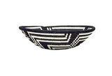 African  Rwanda Woven Basket - Black & White Zig Zag  Geometric