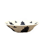 African  Uganda Woven Bowl  White & Black Stairs 12" x 3"