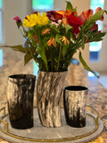 ANKOLE HORN VASES OR PLANTERS - DARK