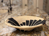 African  Uganda Woven Bowl  White & Black 7 Stairs