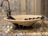 African  Uganda Woven Bowl  White & Black 7 Stairs