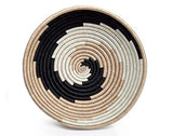 African  Rwanda Woven Basket - Tan & Black Swirl