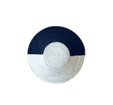 African  Rwanda Woven Bowl -  Black & White Half Moon