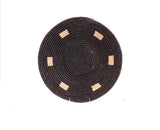 Fair Trade Uganda African Bukedo & Raffia Bowl 11.5-12.5" Across - Black & White