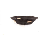 Fair Trade Uganda African Bukedo & Raffia Bowl 11.5-12.5" Across - Black & White