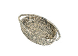 Rwanda African Sisal Oval Bread Oval Basket for Storage, Organization or Serving | Great for Remote Controller Storage or Baby Diapers and Wipes or Serving Bread on The Table- 11" Long, 7" Wide, 2.5" Tall - Heather Feathers