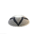 African Basket / Rwanda Basket/ Woven Basket Gray  Black & White 12" x 3"