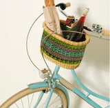 Bike Bicycle Basket - Green & Tan
