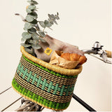 Bike Bicycle Basket - Green & Tan