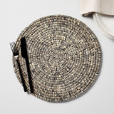 Trivet Pot Stand or Wall Art  Africa Handwoven 12-inch Raffia Heather Black and Ivory